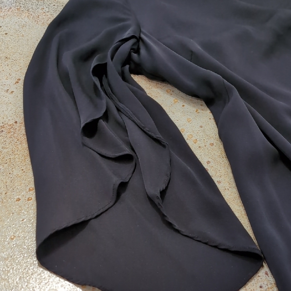 Milly | Silk Stretchy Black Mini Dress with Butterfly Sleeves Whimsigoth Size 14 - Picture 5 of 11